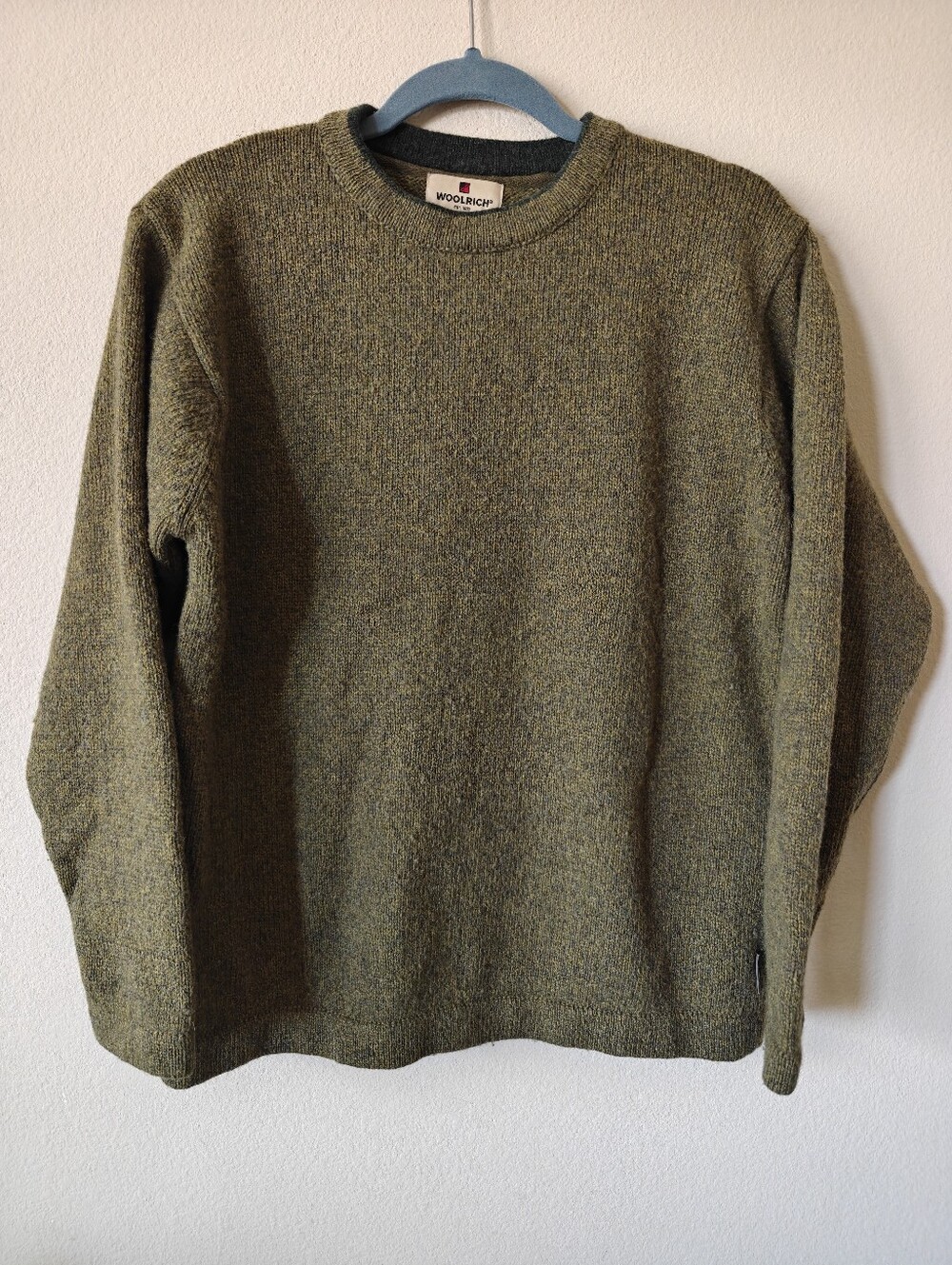 Woolrich Men's Olive Crewneck Wool Sweater